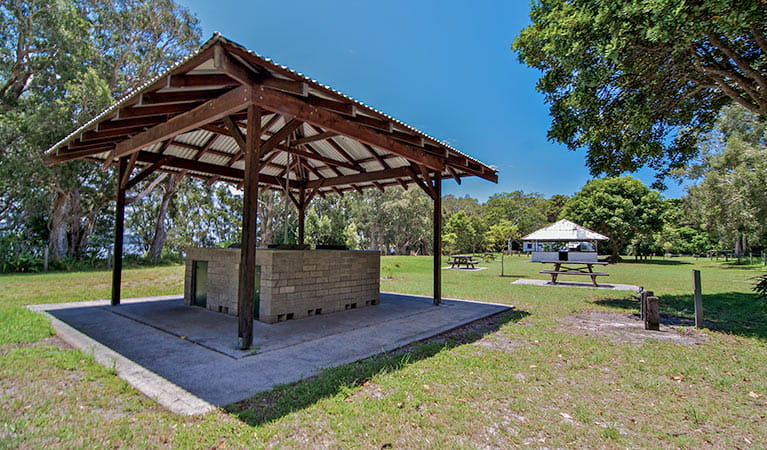 Barbecue facilities at Mungo Brush campground, Myall Lakes National Park. Photo: John Spencer/NSW Government